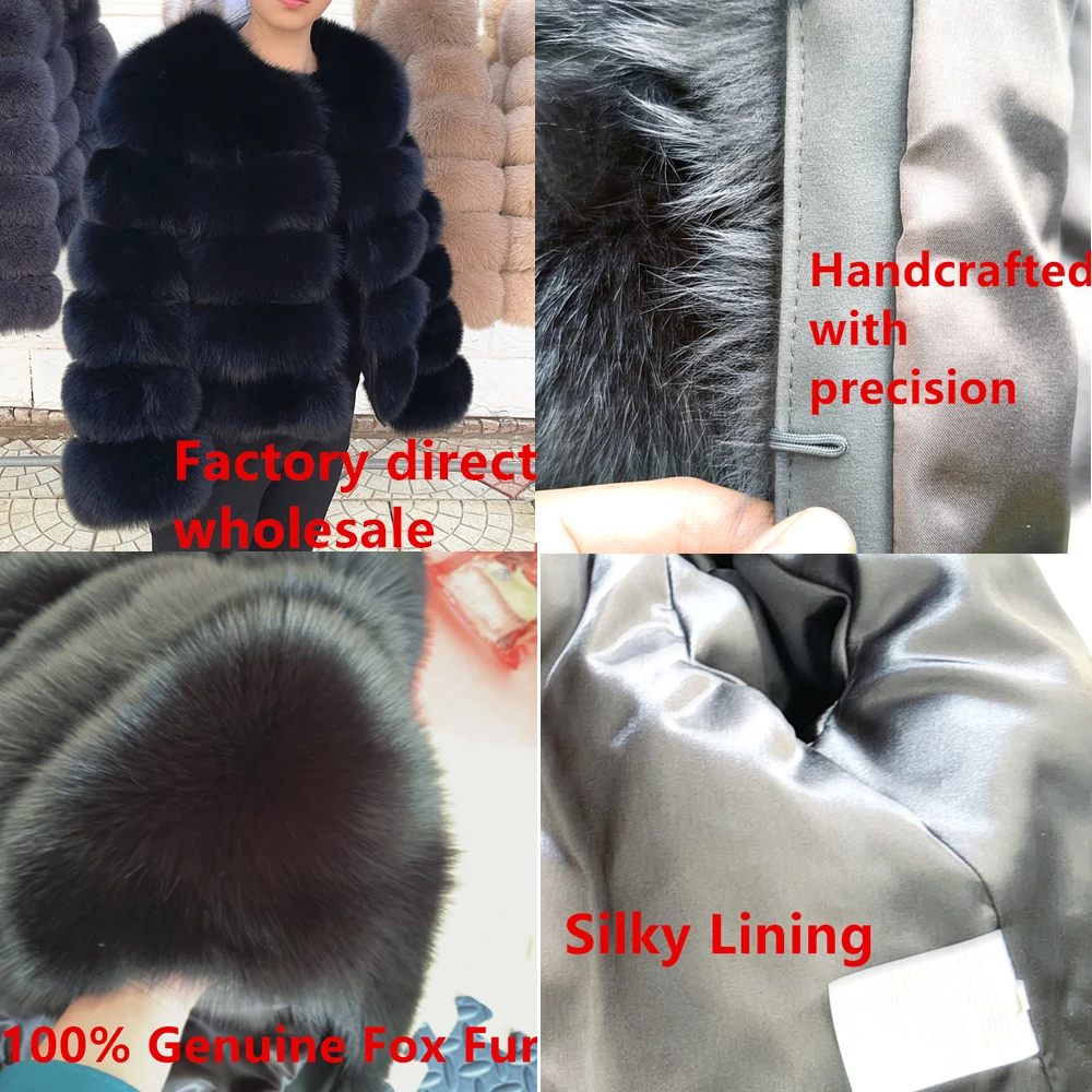 QUEENTINA Fox Fur Coat Real Winter Women'S Fashion Brown 2025 Leather And Skin Clothing Natural New In Coats & Jackets Outerwear - Image 3