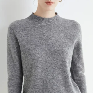 AOSSVIAO 2025 Autumn Winter Solid Mock-neck Pullover Sweater For Women Casual Knitwear Female Clothing Basic Soft Tops